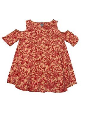Chico's Women's Cold Shoulder Floral SS Top Lightweight Stretchy, Size 1 /US M
